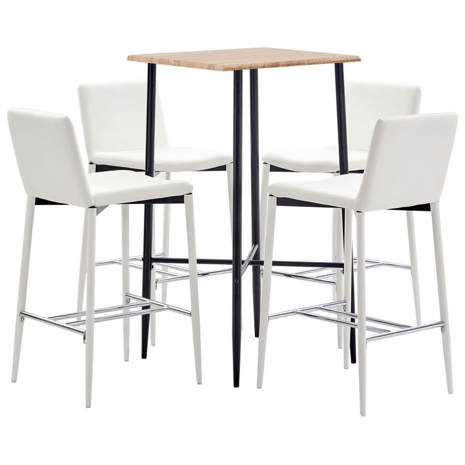 Ensemble de bar 5 pcs Similicuir Blanc 9 - Photo n°1