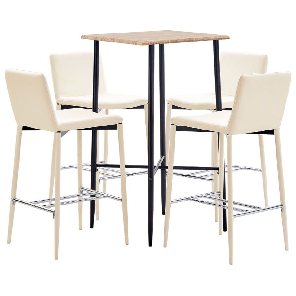 Ensemble de bar 5 pcs Similicuir Crème 9 - Photo n°1