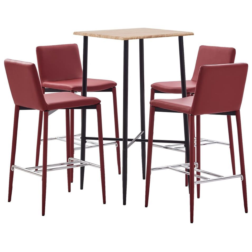 Ensemble de bar 5 pcs Similicuir Rouge bordeaux 9 - Photo n°1
