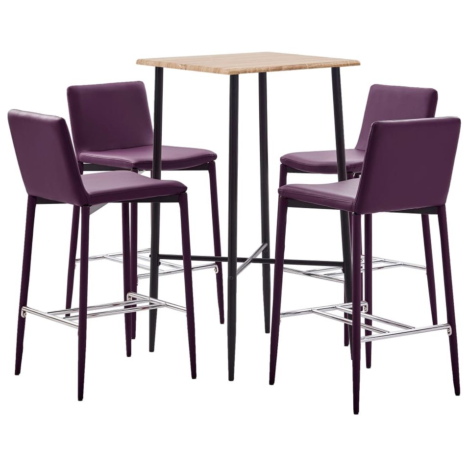 Ensemble de bar 5 pcs Similicuir Violet 9 - Photo n°1
