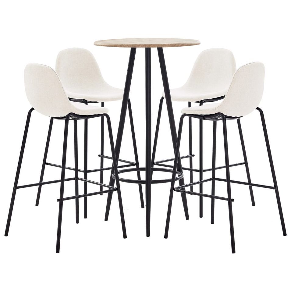 Ensemble de bar 5 pcs Tissu Crème 4 - Photo n°1