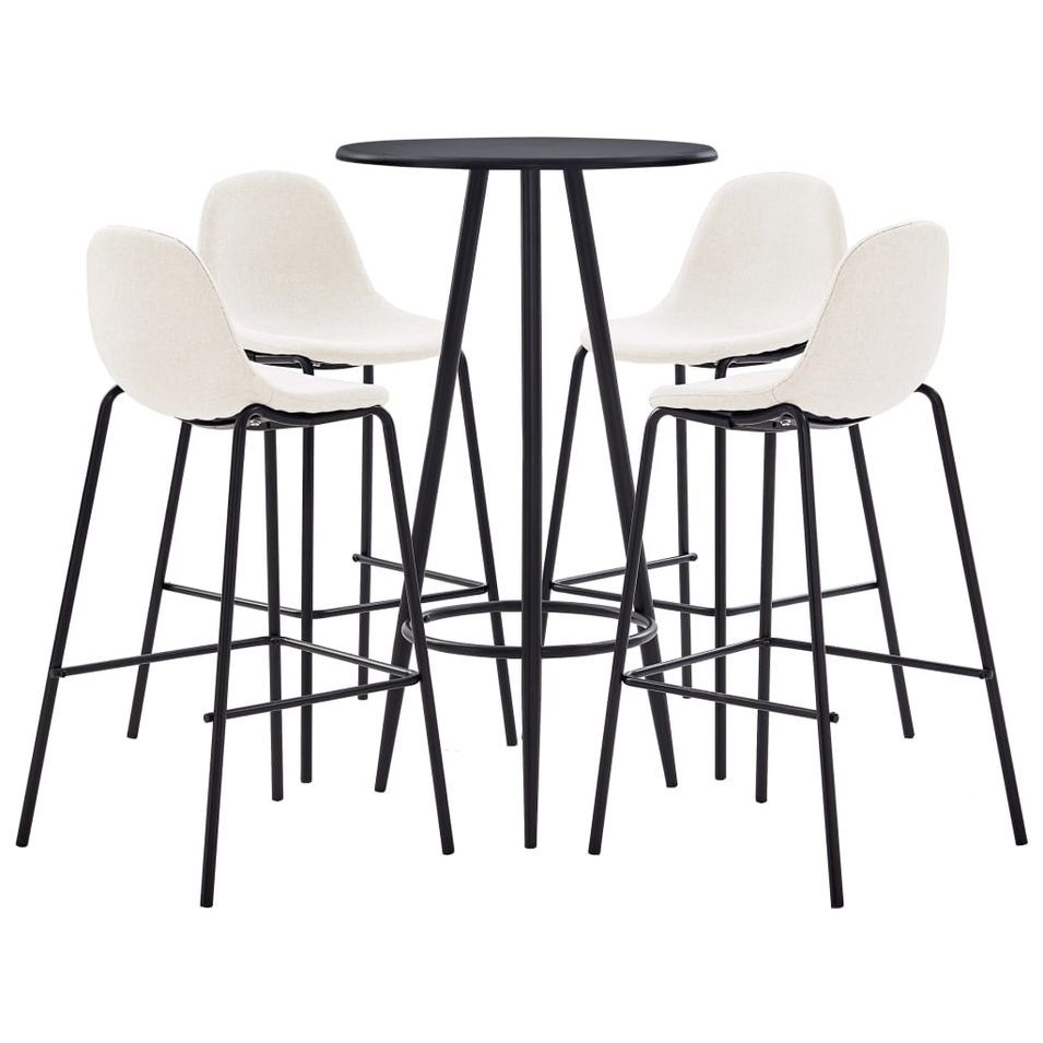 Ensemble de bar 5 pcs Tissu Crème - Photo n°1