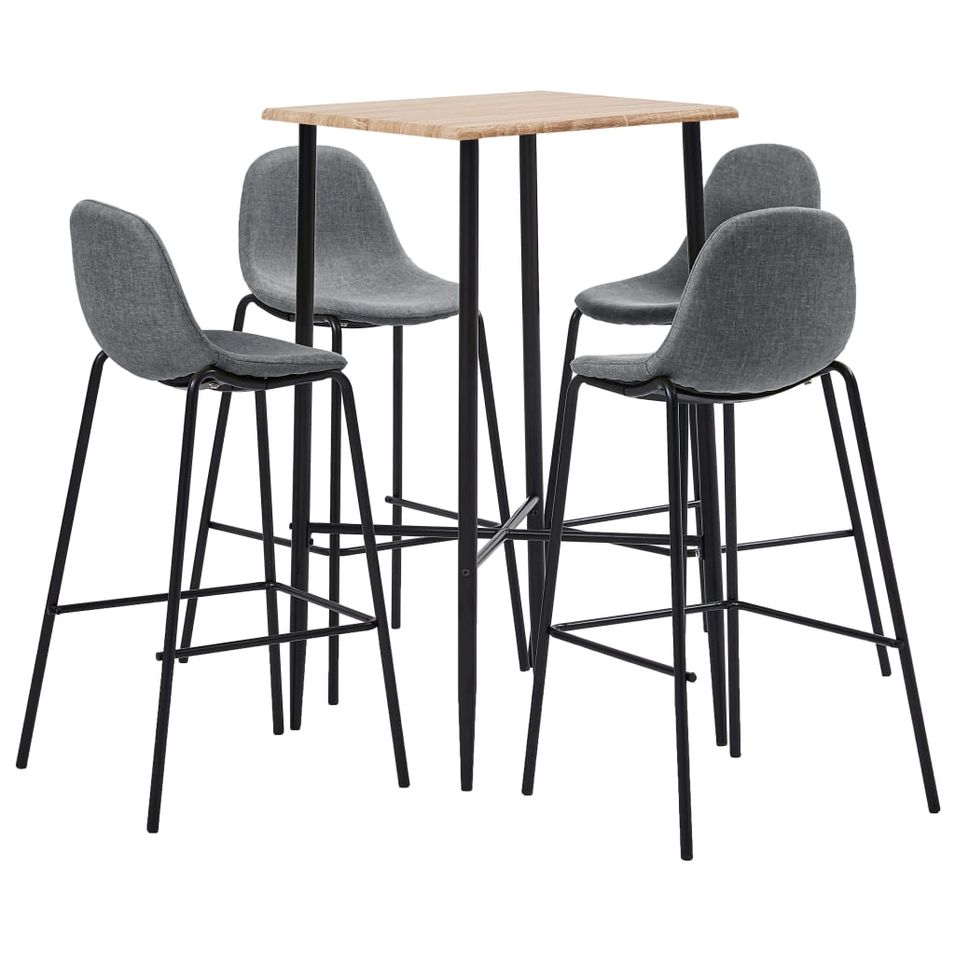 Ensemble de bar 5 pcs Tissu Gris clair 9 - Photo n°1