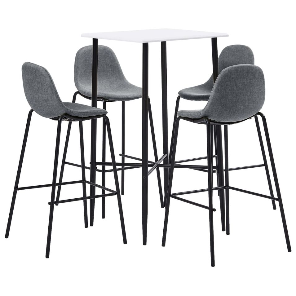 Ensemble de bar 5 pcs Tissu Gris clair 8 - Photo n°1