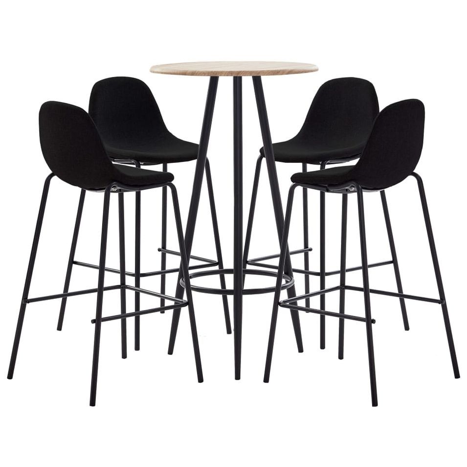 Ensemble de bar 5 pcs Tissu Noir 7 - Photo n°1