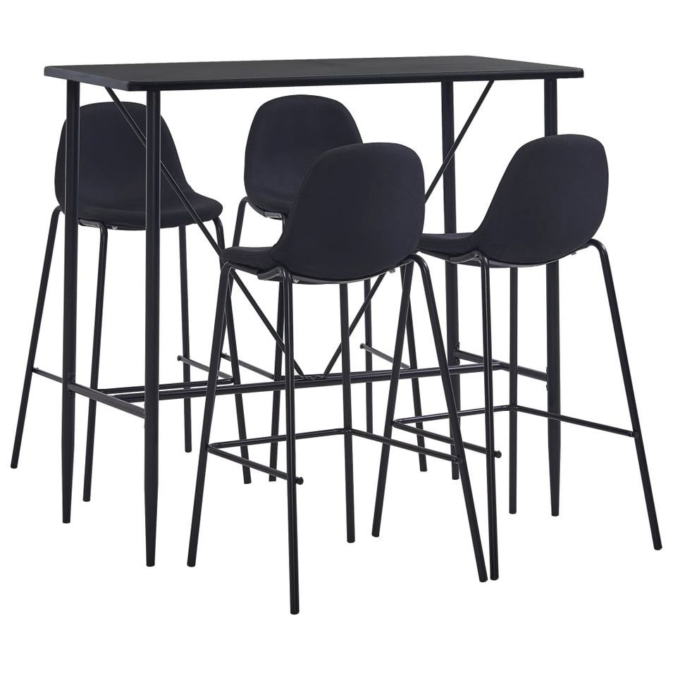 Ensemble de bar 5 pcs Tissu Noir 8 - Photo n°1