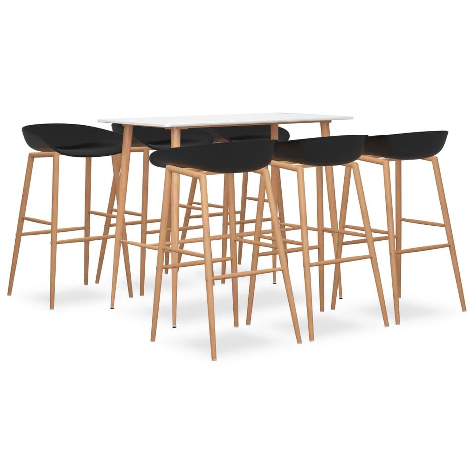 Ensemble de bar 7 pcs Blanc et noir 9 - Photo n°1