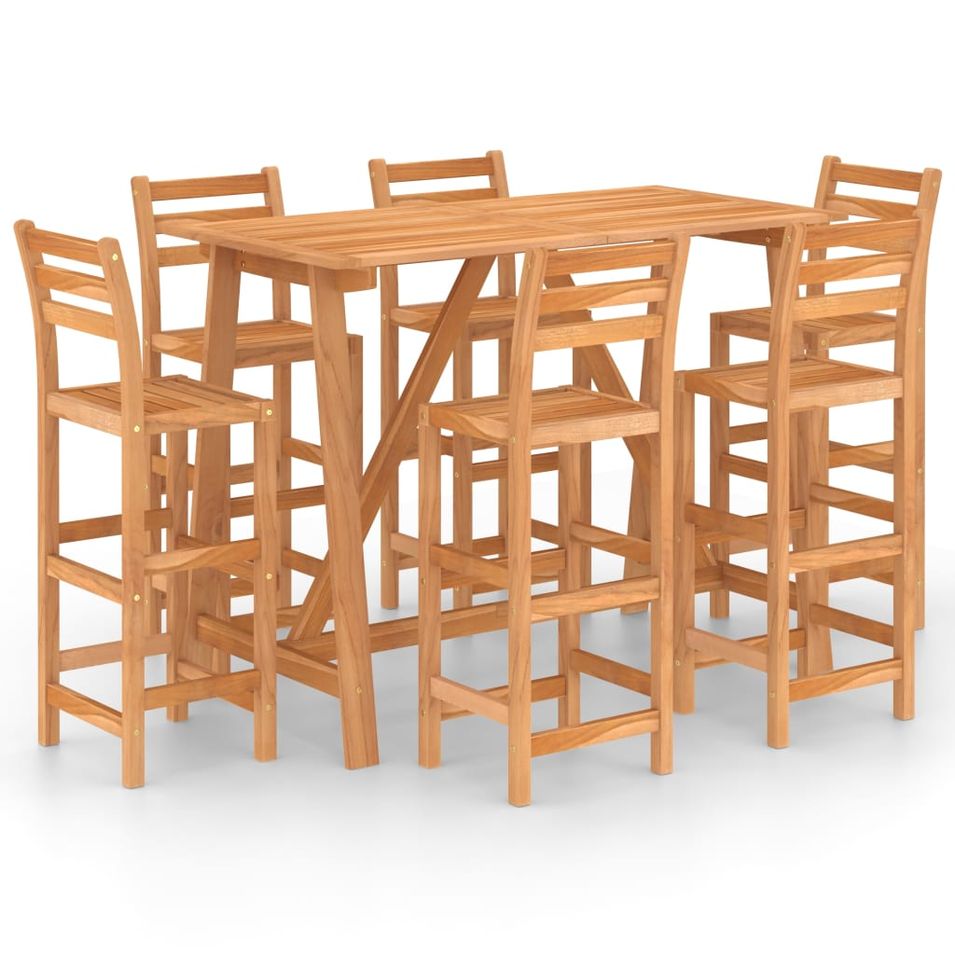 Ensemble de bar d'extérieur 7 pcs Bois d'acacia massif - Photo n°1