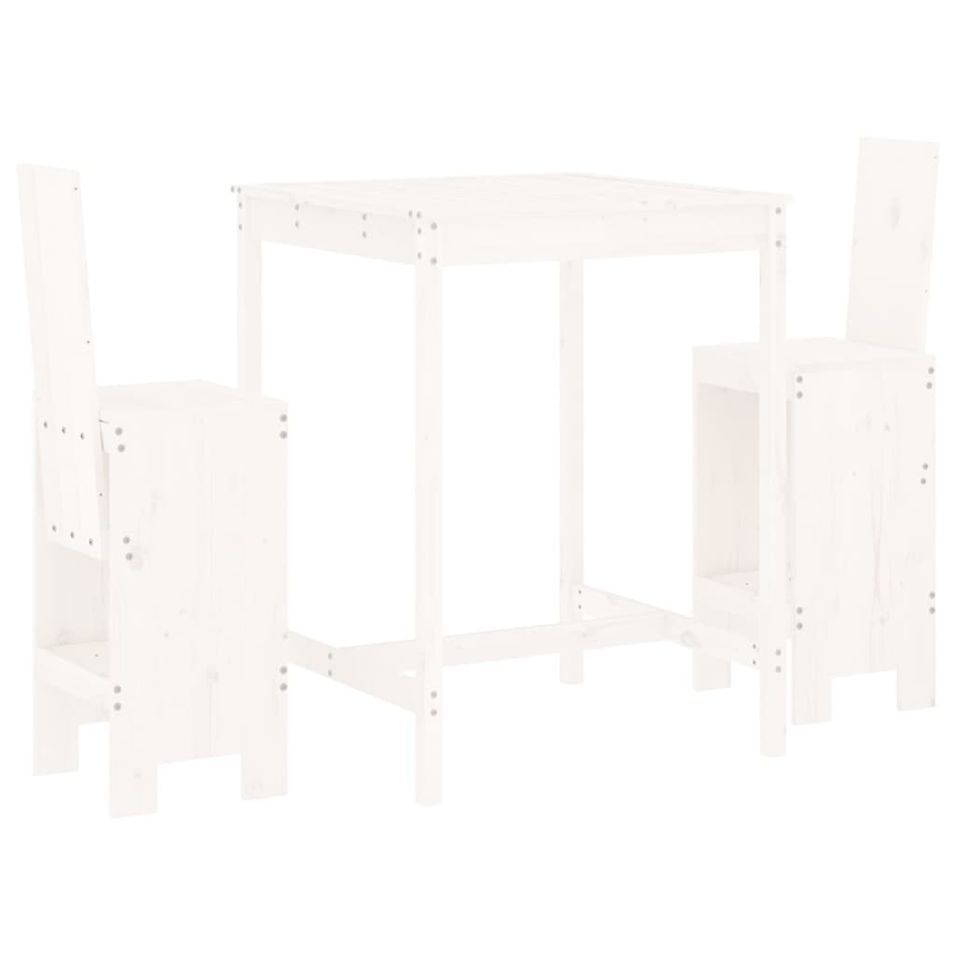 Ensemble de bar de jardin 3 pcs blanc bois de pin massif - Photo n°1