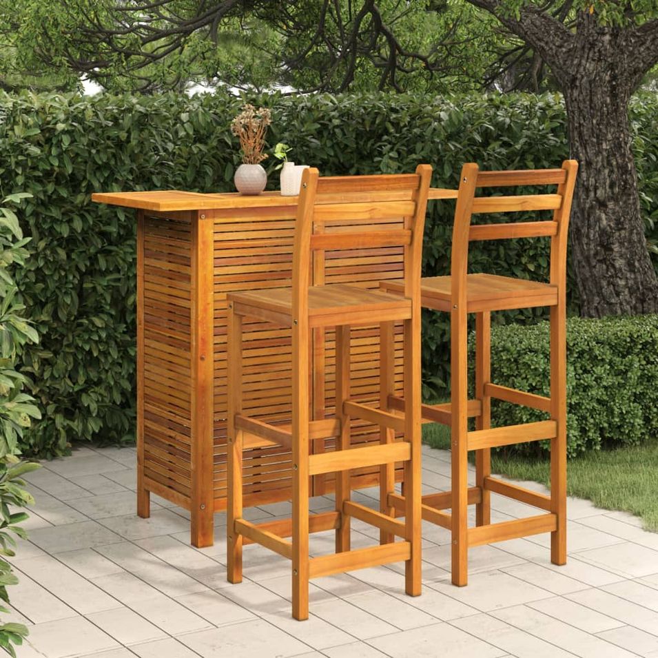 Ensemble de bar de jardin 3 pcs Bois d'acacia solide - Photo n°1
