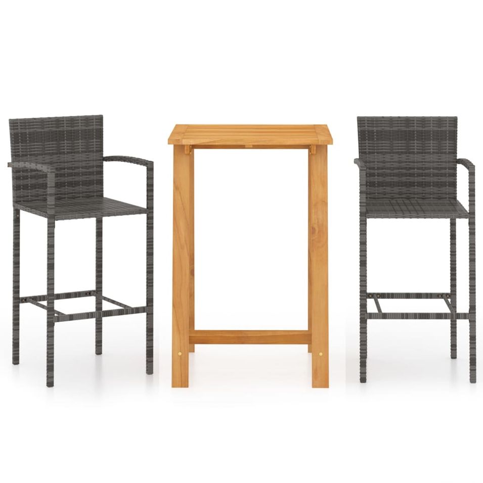 Ensemble de bar de jardin 3 pcs Gris 2 - Photo n°1