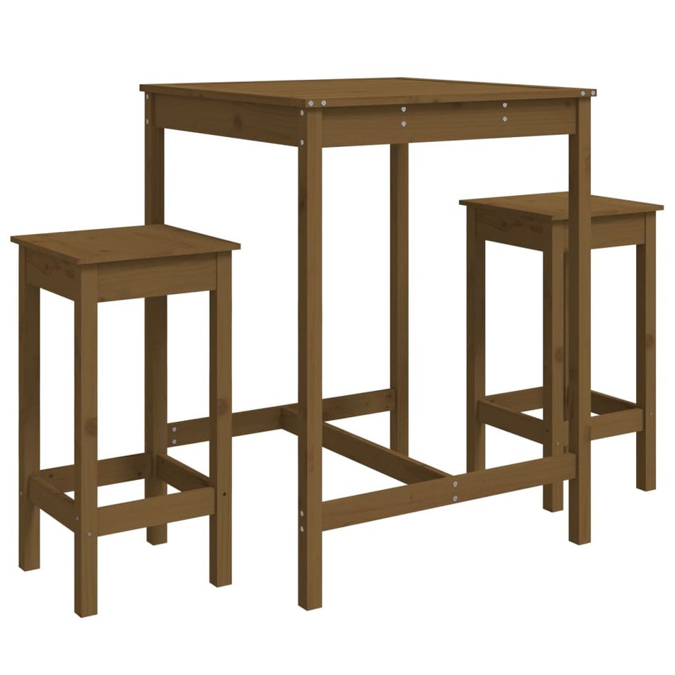 Ensemble de bar de jardin 3 pcs marron miel bois pin massif - Photo n°1
