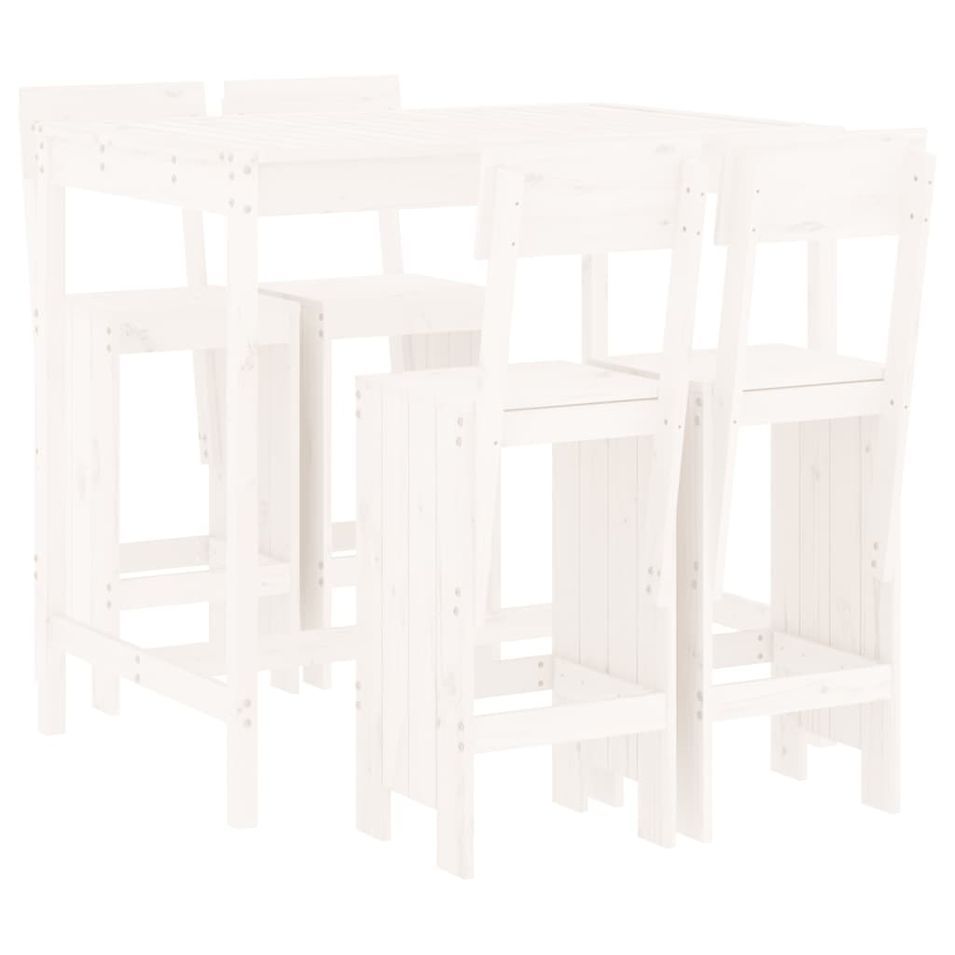 Ensemble de bar de jardin 5 pcs blanc bois massif de pin - Photo n°1