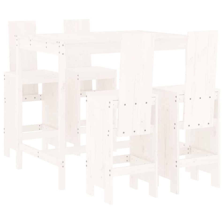 Ensemble de bar de jardin 5 pcs blanc bois massif de pin - Photo n°1