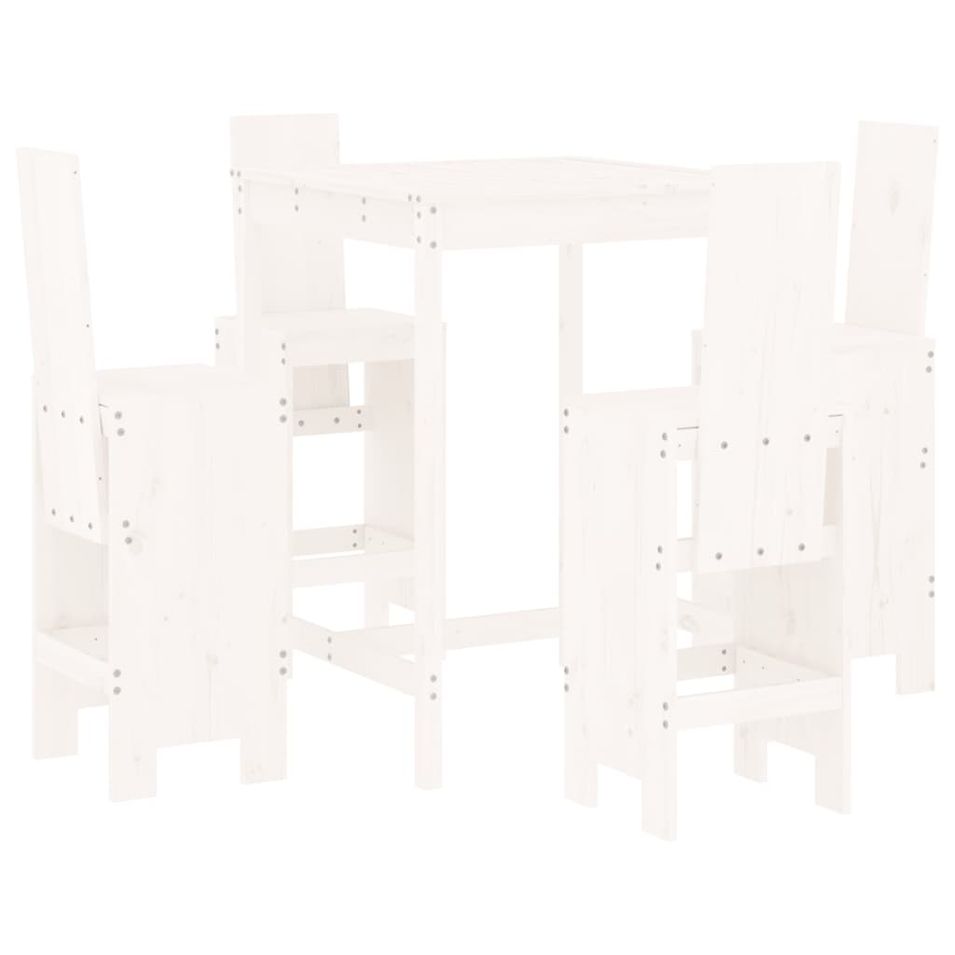 Ensemble de bar de jardin 5 pcs blanc bois massif de pin - Photo n°1