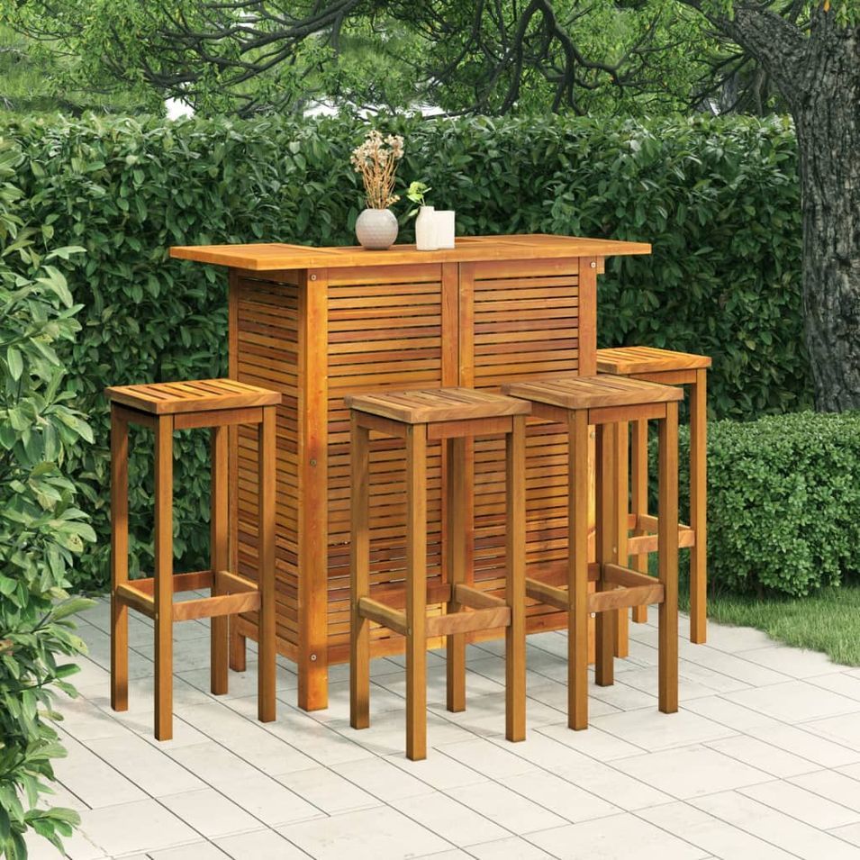 Ensemble de bar de jardin 5 pcs Bois d'acacia massif - Photo n°1