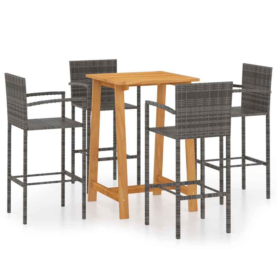 Ensemble de bar de jardin 5 pcs Gris 4 - Photo n°1