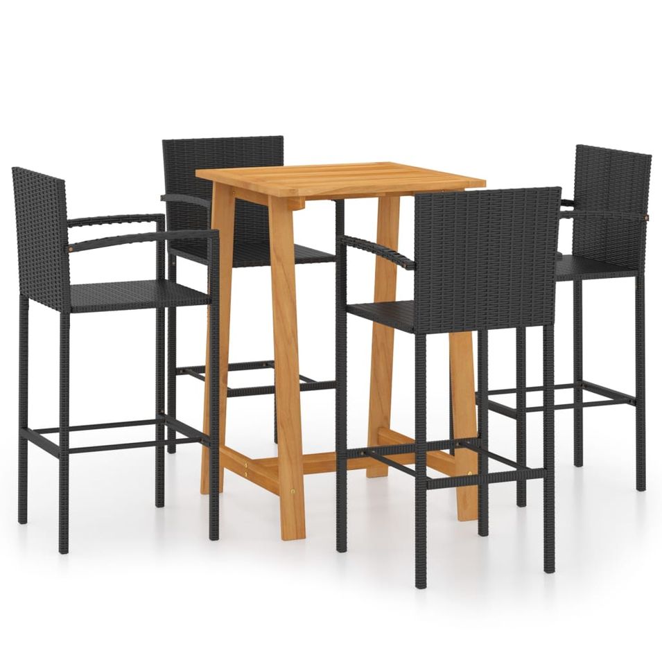 Ensemble de bar de jardin 5 pcs Noir - Photo n°1