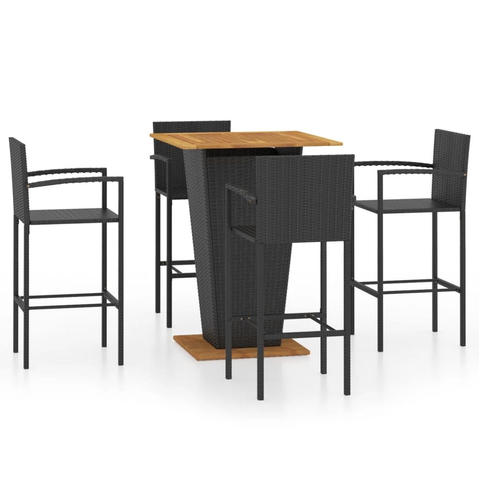 Ensemble de bar de jardin 5 pcs Noir 6 - Photo n°1