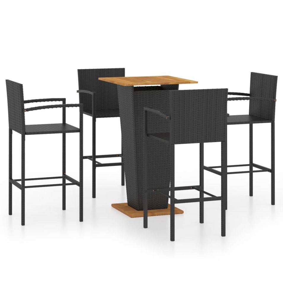 Ensemble de bar de jardin 5 pcs Noir 5 - Photo n°1