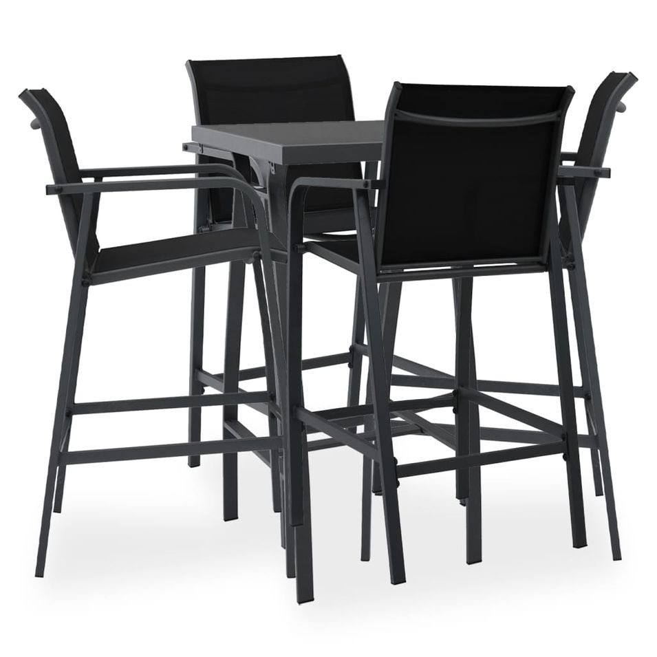 Ensemble de bar de jardin 5 pcs Noir 7 - Photo n°1