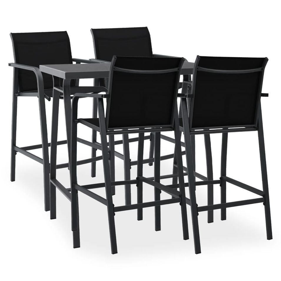 Ensemble de bar de jardin 5 pcs Noir - Photo n°1