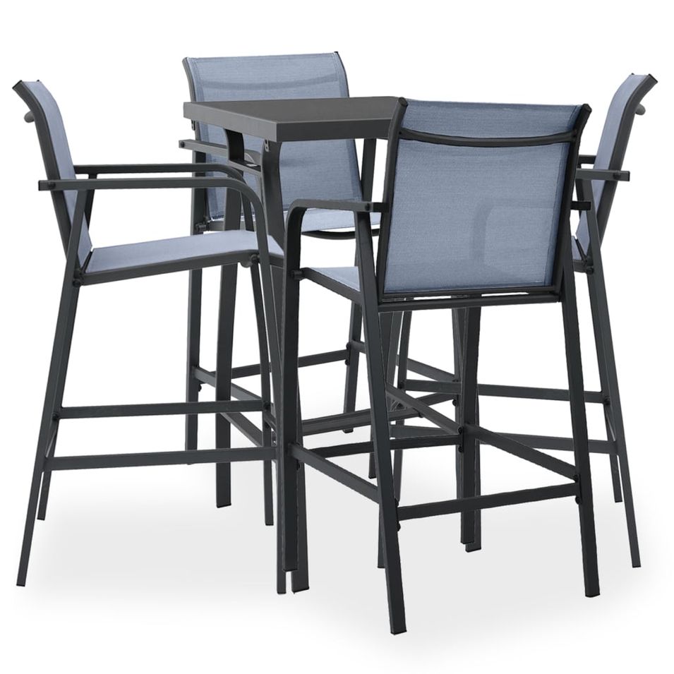 Ensemble de bar de jardin 5 pcs Noir et gris - Photo n°1