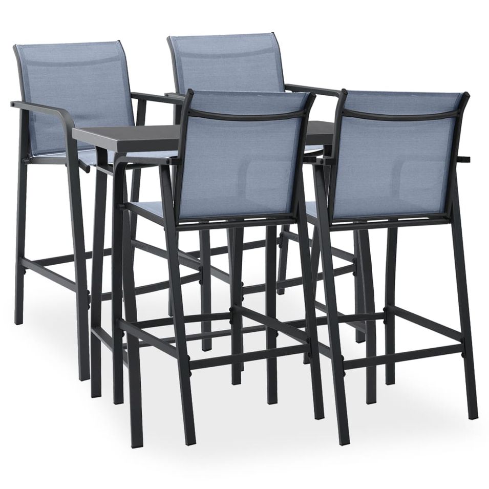 Ensemble de bar de jardin 5 pcs Noir et gris 2 - Photo n°1