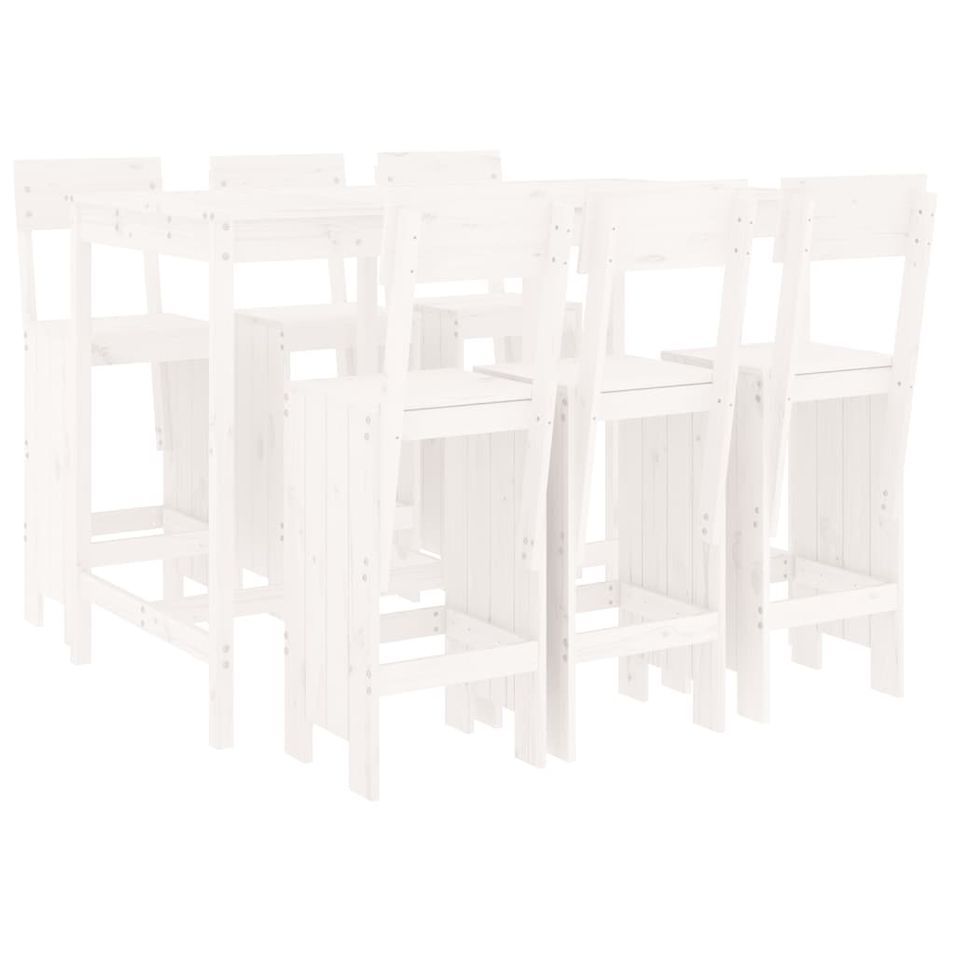 Ensemble de bar de jardin 7 pcs blanc bois de pin massif - Photo n°1