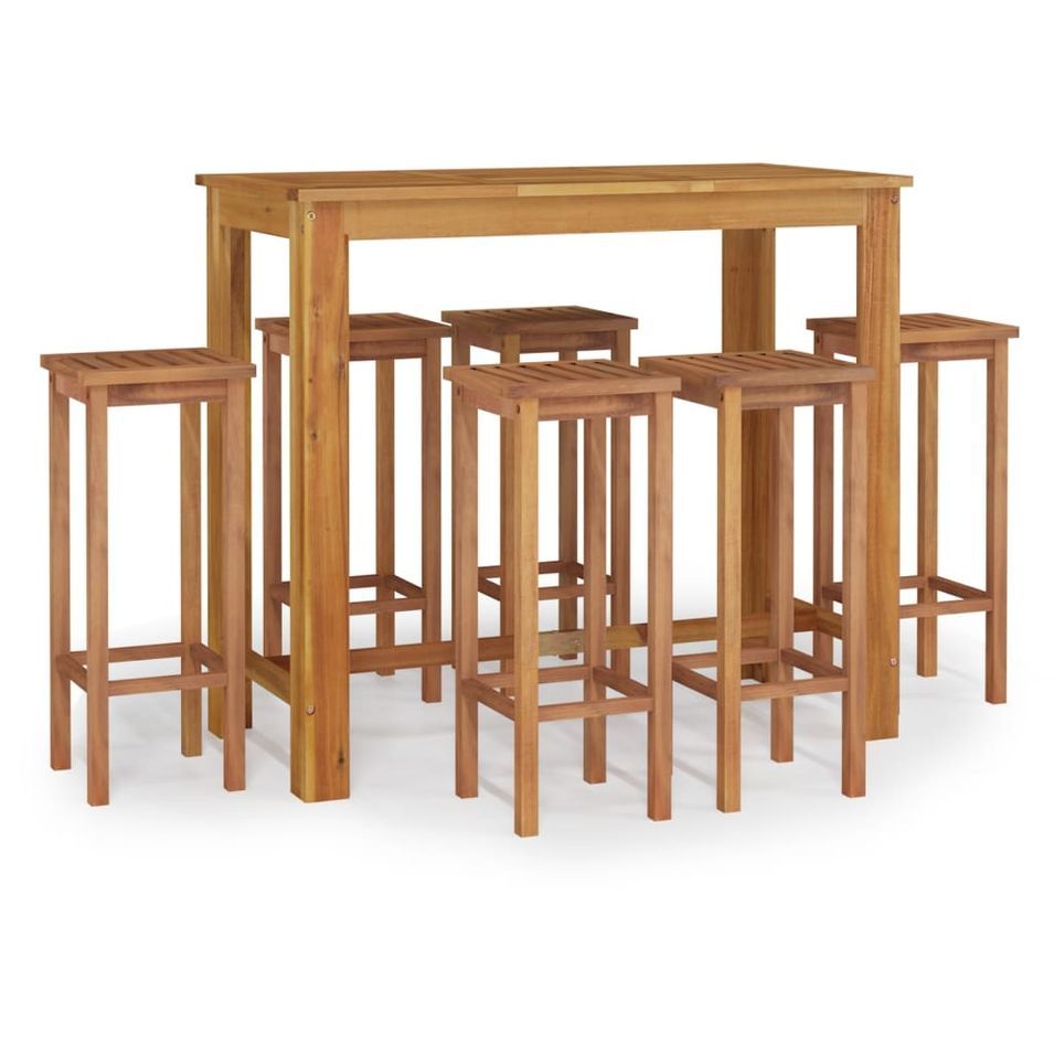 Ensemble de bar de jardin 7 pcs bois d'acacia solide - Photo n°1
