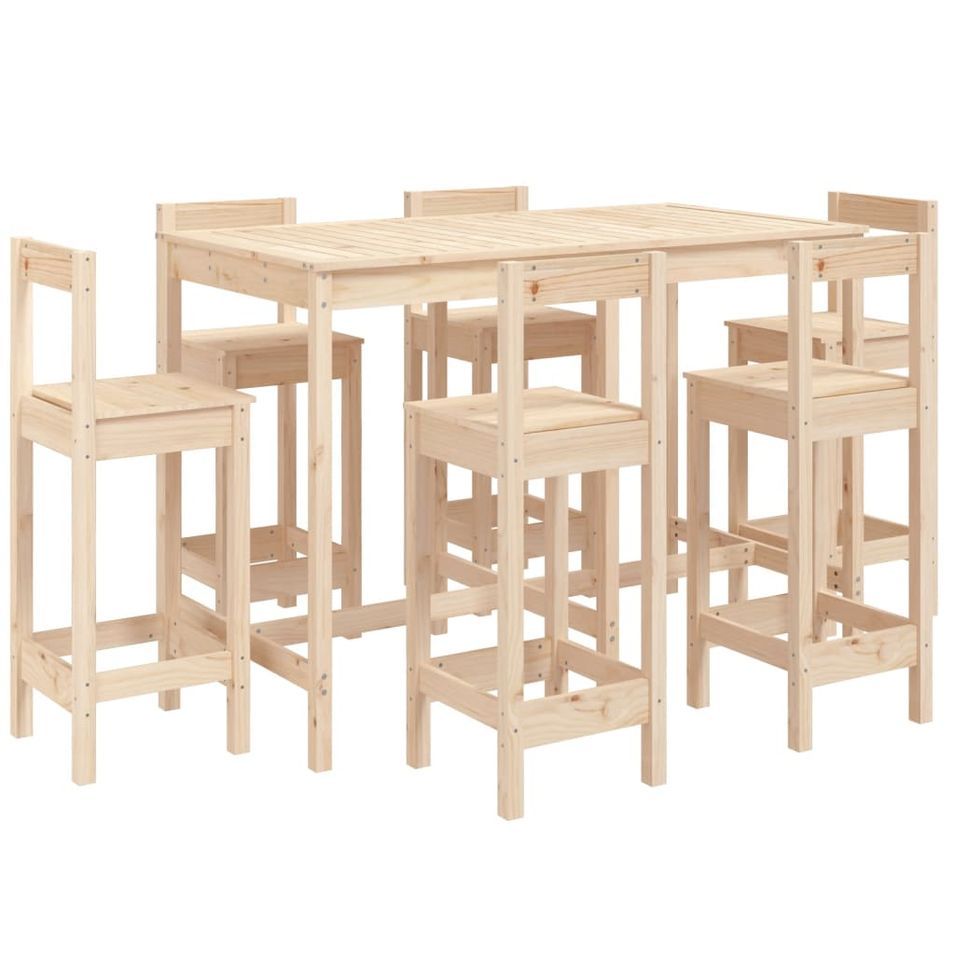 Ensemble de bar de jardin 7 pcs Bois de pin massif - Photo n°1