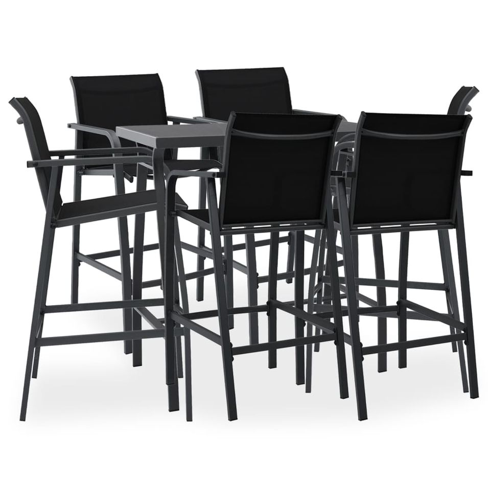 Ensemble de bar de jardin 7 pcs Noir - Photo n°1