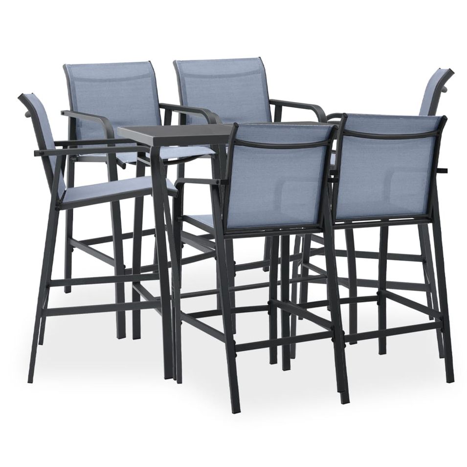 Ensemble de bar de jardin 7 pcs Noir et gris - Photo n°1