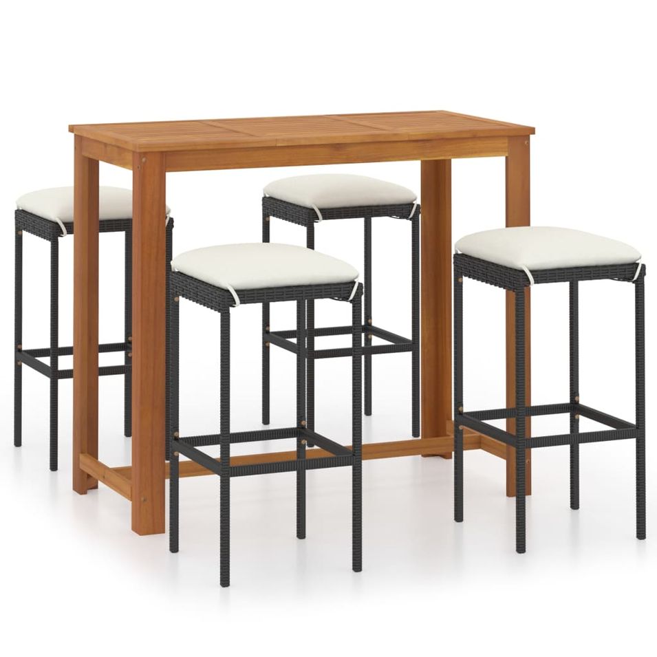 Ensemble de bar de jardin avec coussins 5 pcs Noir 4 - Photo n°1