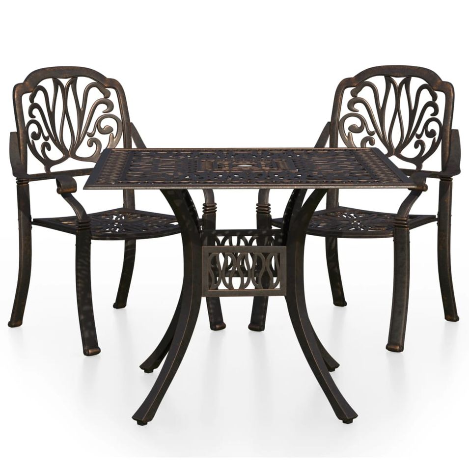 Ensemble de bistro 3 pcs Aluminium coulé Bronze 9 - Photo n°1