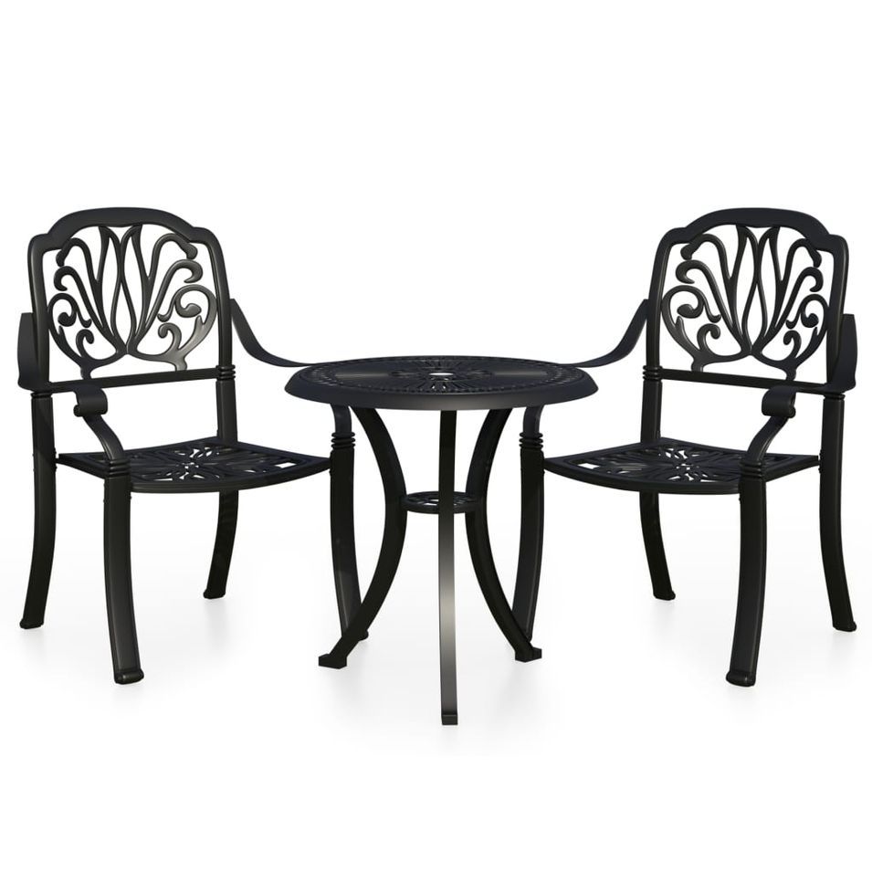 Ensemble de bistro 3 pcs Aluminium coulé Noir 9 - Photo n°1