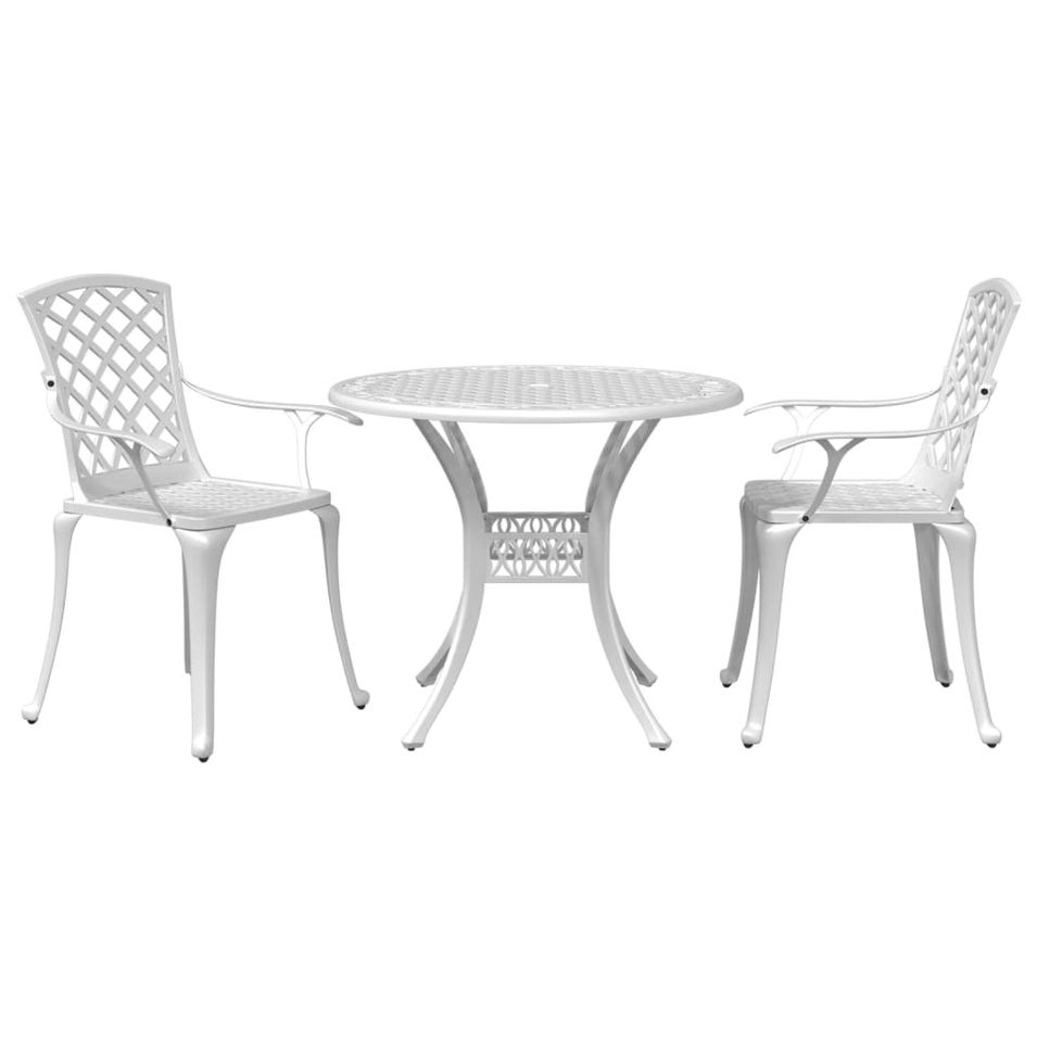 Ensemble de bistro 3 pcs blanc aluminium coulé - Photo n°1