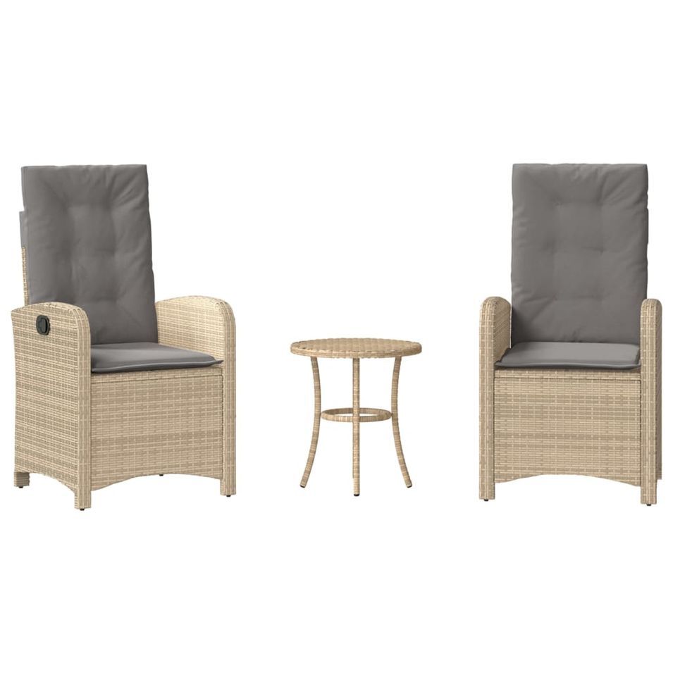Ensemble de bistro 3 pcs coussins mélange beige résine tressée - Photo n°1