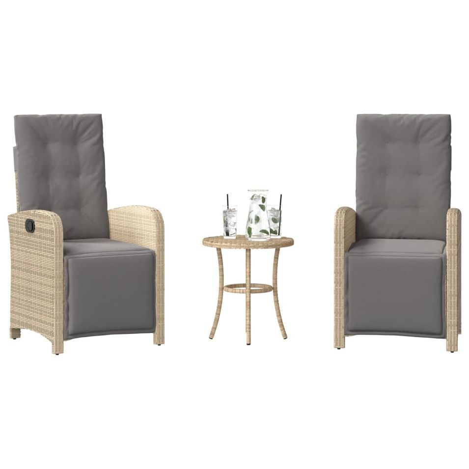 Ensemble de bistro 3 pcs coussins mélange beige résine tressée - Photo n°1