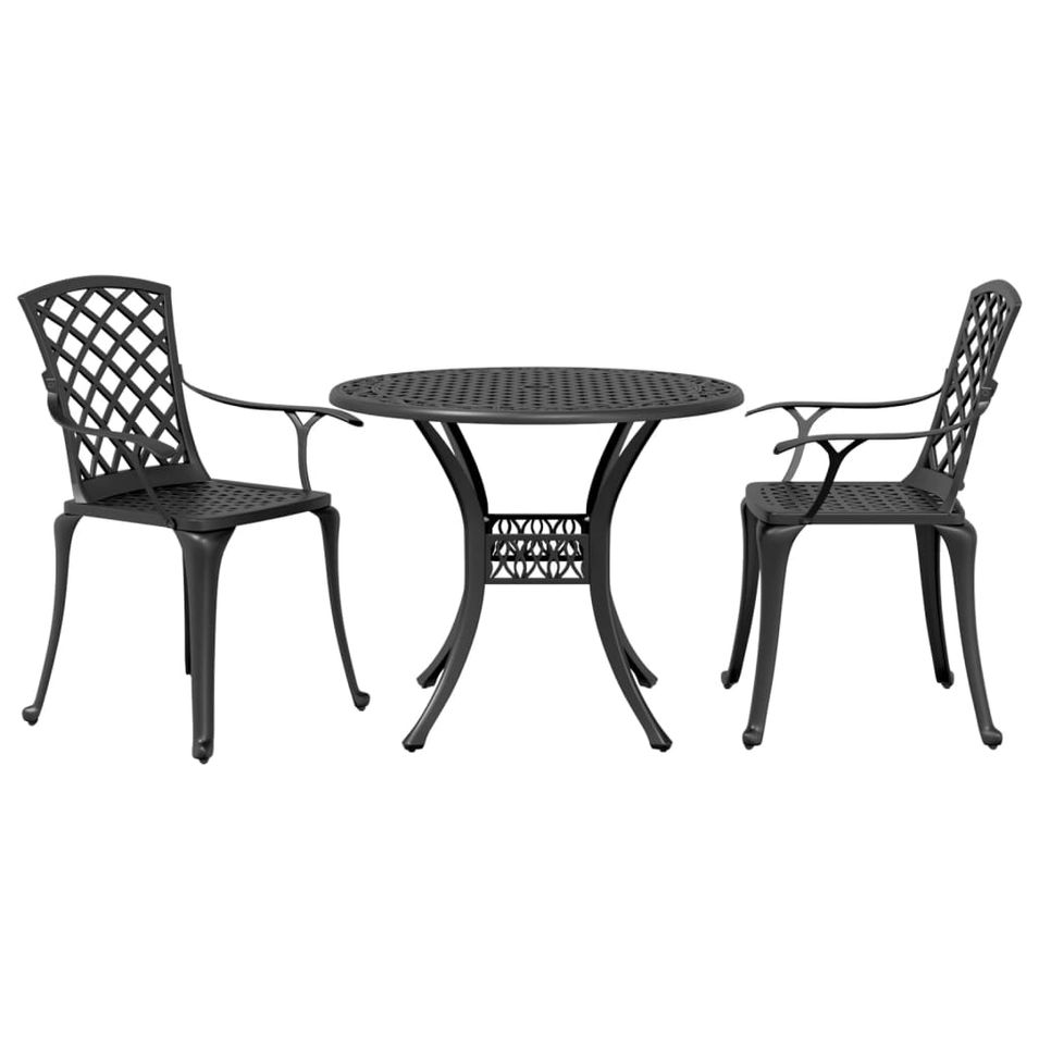 Ensemble de bistro 3 pcs noir aluminium coulé - Photo n°1