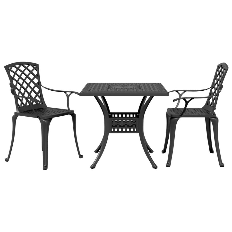 Ensemble de bistro 3 pcs noir aluminium coulé - Photo n°1