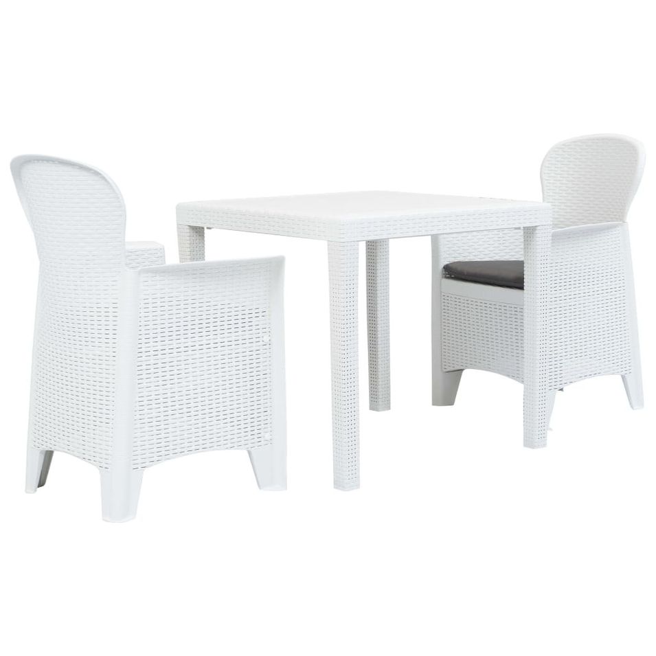 Ensemble de bistro 3 pcs Plastique Blanc Aspect de rotin - Photo n°1