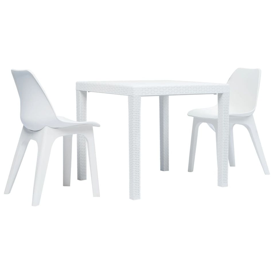 Ensemble de bistro 3 pcs Plastique rotin Blanc - Photo n°1