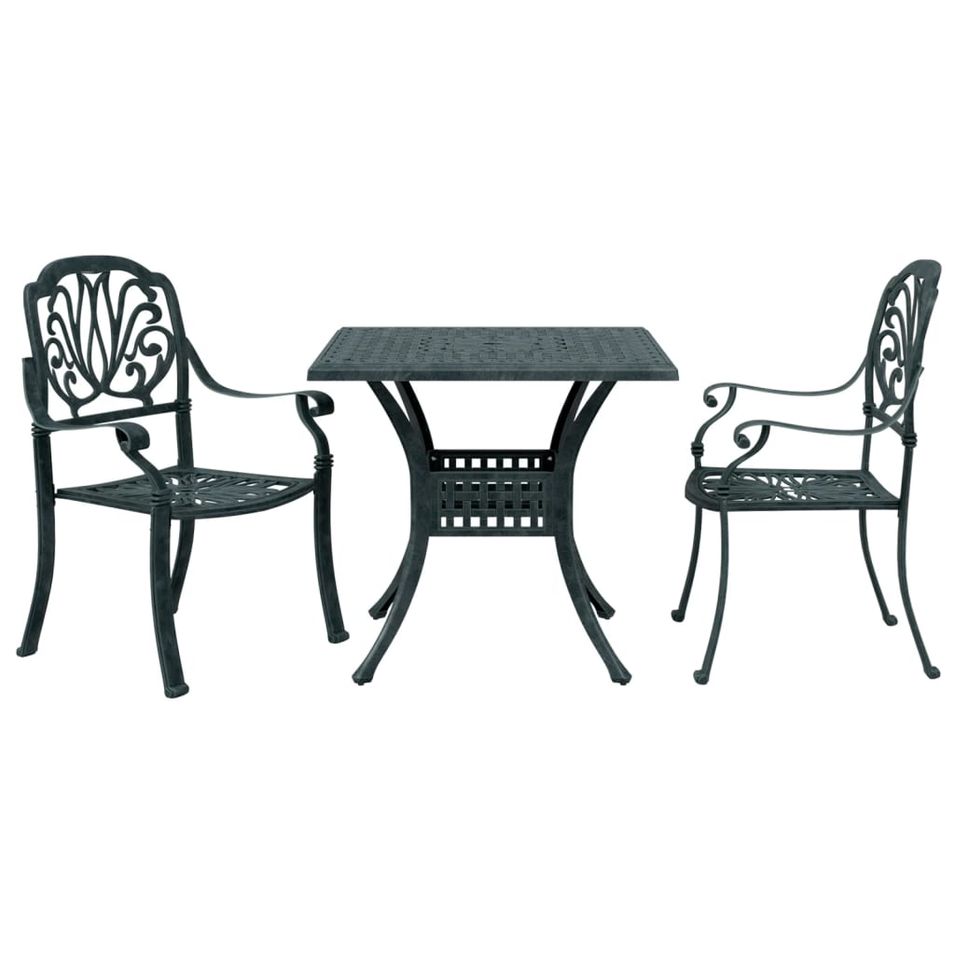 Ensemble de bistro 3 pcs vert aluminium coulé - Photo n°1