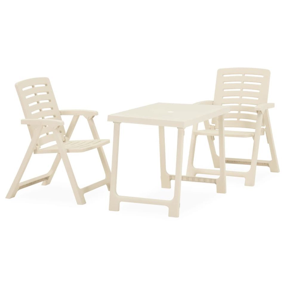 Ensemble de bistro pliable 3 pcs Plastique Blanc - Photo n°1