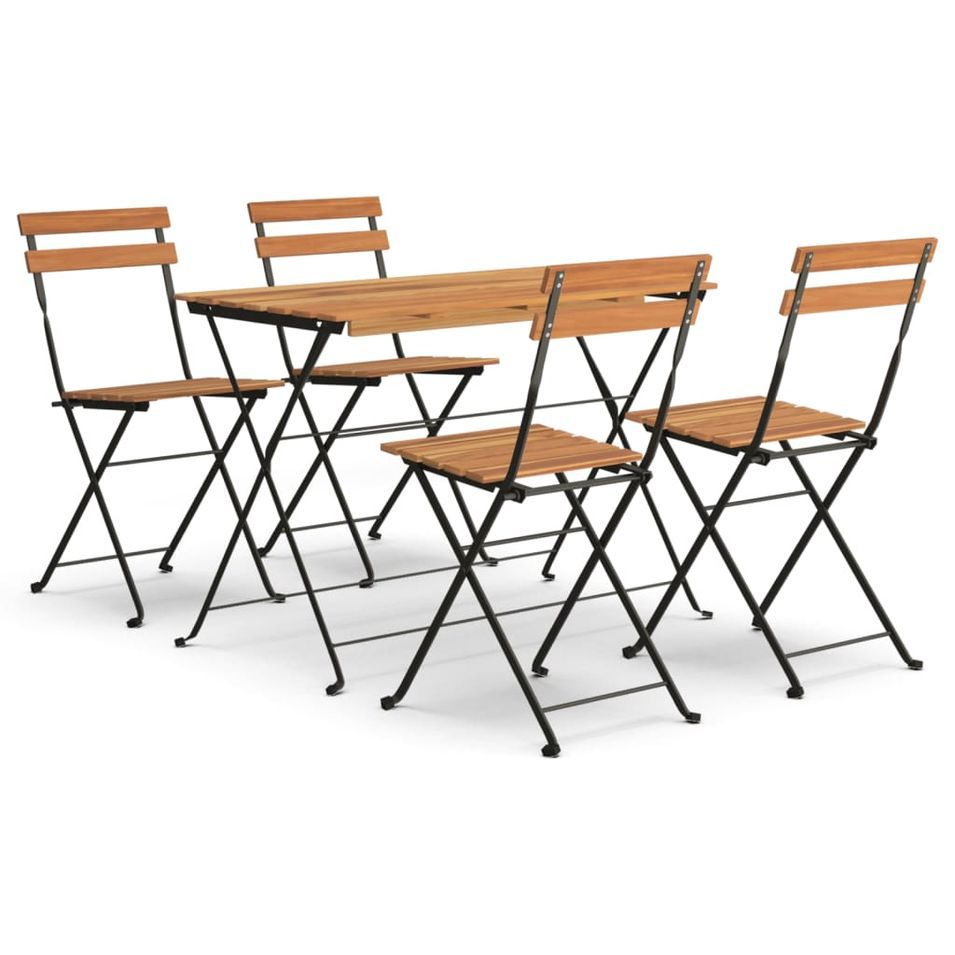 Ensemble de bistro pliable 5 pcs Bois d'acacia solide et acier - Photo n°1