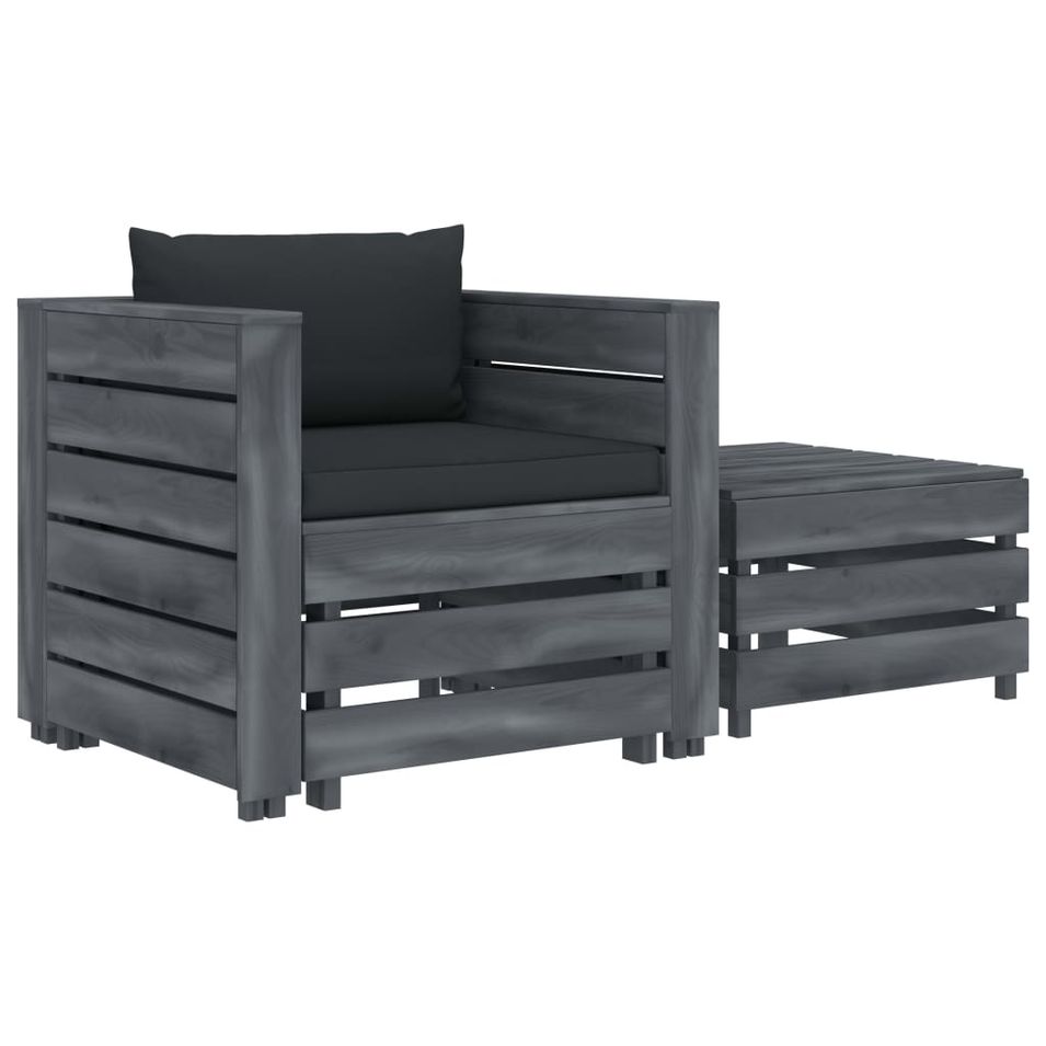 Ensemble de canapé palette 2 pcs avec coussin anthracite Bois 4 - Photo n°1