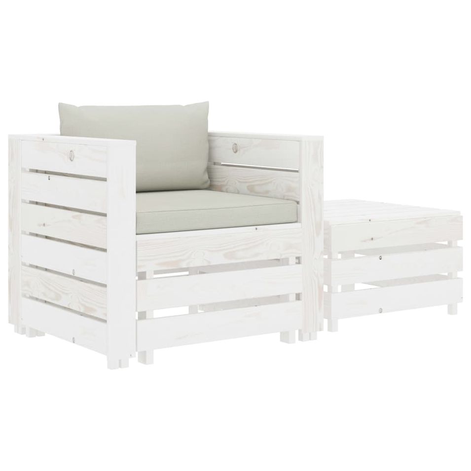 Ensemble de canapé palette 2 pcs avec coussin beige Bois - Photo n°1