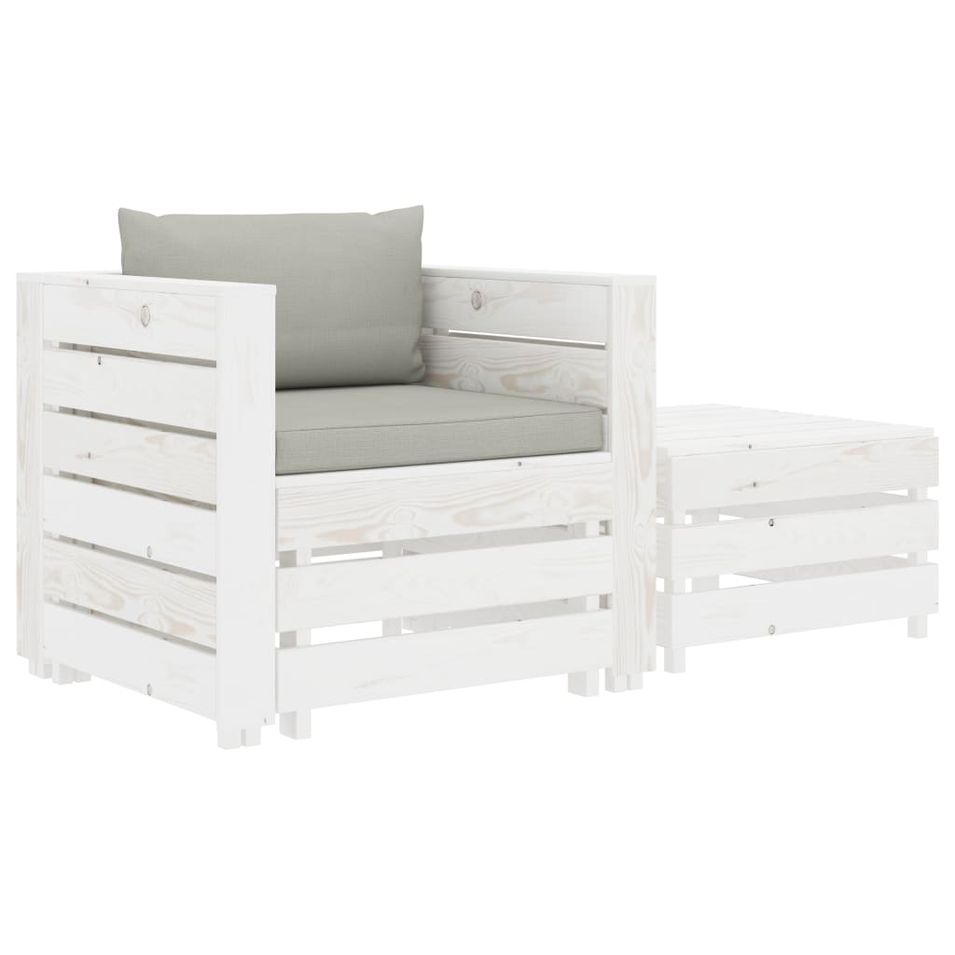 Ensemble de canapé palette 2 pcs avec coussin taupe Bois - Photo n°1