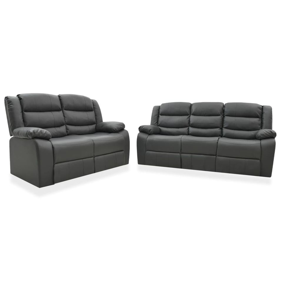 Ensemble de canapés inclinables 2 pcs Gris Similicuir 2 - Photo n°1